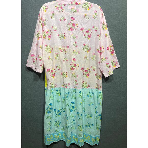 Mary Marshmallow Block Color Flowered Tiered Dress Size L/XL $198 - Picture 2 of 9